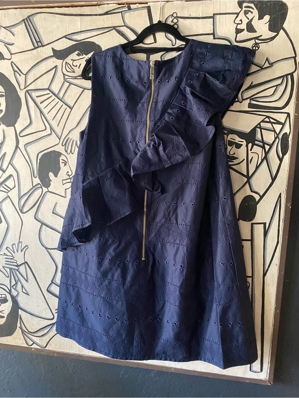 Ted Baker Navy One-Shoulder Eyelet Ruffle Dress - Picture 5 of 7